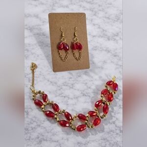 Radiant Red and Gold Bracelet Set